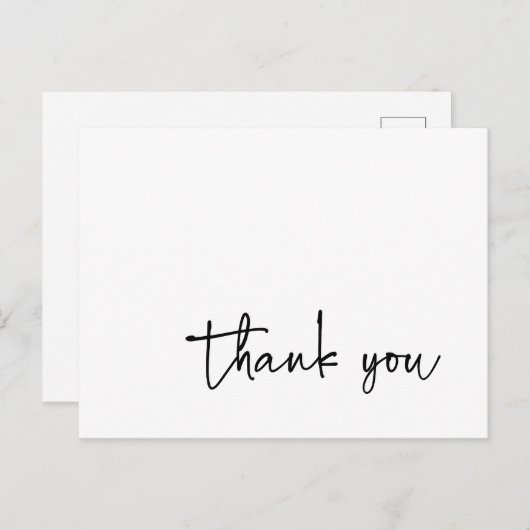 Carte Postale Typographie décontracté Script Merci noir et blanc (Devant / Derrière)