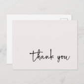 Carte Postale Typographie décontractée Script Ecru Merci (Devant / Derrière)