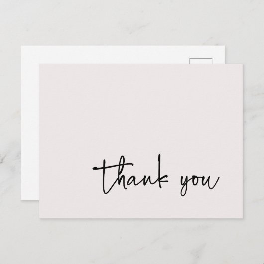 Carte Postale Typographie décontractée Script Ecru Merci (Devant / Derrière)