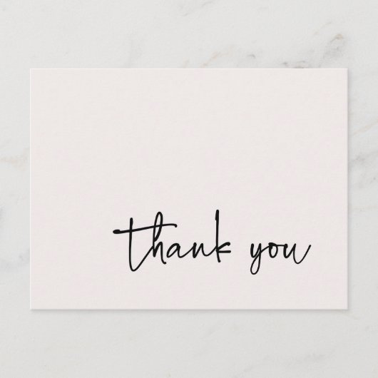 Carte Postale Typographie décontractée Script Ecru Merci (Devant)