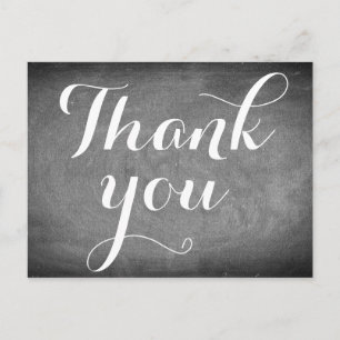 Carte Postale Typographie d'écriture Merci noir blanc