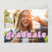 Carte Postale Typographie des diplômés Photo QR Code Médias soci (Devant)