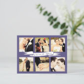 Carte Postale Typographie du bandeau de Merci violet Mariage (Debout devant)