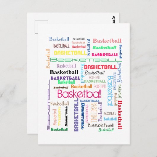 Carte Postale Typographie du basket-ball (Devant / Derrière)