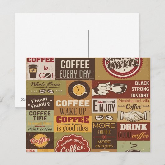 Carte Postale Typographie du café (Devant / Derrière)
