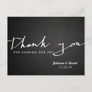 Carte Postale Typographie du Merci du Mariage de tableau vintage