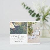 Carte Postale Typographie du Merci mariage | Deux photos (Debout devant)