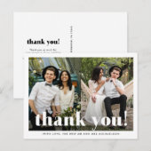 Carte Postale Typographie du Merci Mariage fantastique Deux phot (Devant / Derrière)