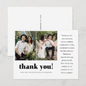 Carte Postale Typographie du Merci Mariage fantastique Deux phot (Devant / Derrière)