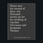 Carte Postale Typographie Élégante Noir Moderne Enregistrer La D<br><div class="desc">Typographie blanche classique élégante sur un Arrière - plan noir minimaliste mariage moderne Enregistrer la date Carte postale</div>