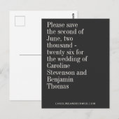 Carte Postale Typographie Élégante Noir Moderne Enregistrer La D (Devant / Derrière)