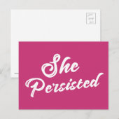 Carte Postale Typographie "Elle Persiste" Phrase Politique (Devant / Derrière)