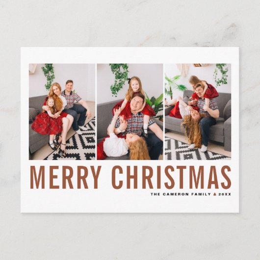 Carte Postale Typographie en terre cuite Collage photo de Noël (Devant)