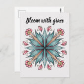 Carte Postale Typographie florale géométrique moderne - Rose ble (Devant / Derrière)