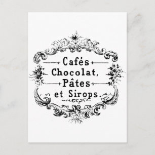 Carte Postale typographie française vintage design chocolat