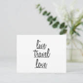Carte Postale Typographie "Live, Travel, Love" en noir (Debout devant)