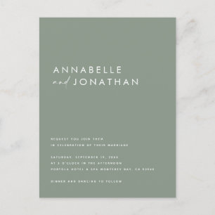 Carte Postale Typographie manuscrite moderne mariage sage vert