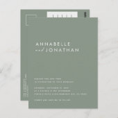 Carte Postale Typographie manuscrite moderne mariage sage vert (Devant / Derrière)