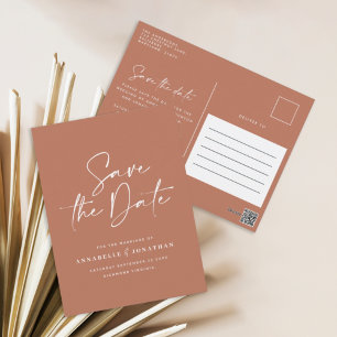 Carte Postale Typographie manuscrite moderne mariage terracotta