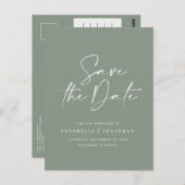 Carte Postale Typographie manuscrite moderne mariage vert (Devant / Derrière)
