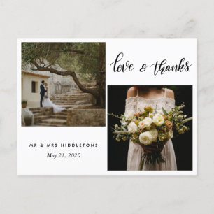 Carte Postale Typographie mariage Aimer & Merci Deux photos