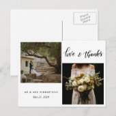 Carte Postale Typographie mariage Aimer & Merci | Deux photos (Devant / Derrière)