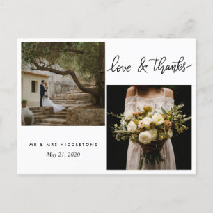 Carte Postale Typographie mariage Amour Et Merci Deux photos