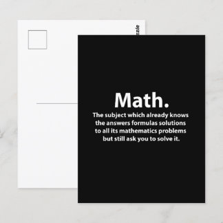 Carte Postale Typographie Mathématique Drôle De Maths