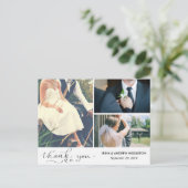 Carte Postale Typographie Merci moderne Trois photos Mariages (Debout devant)