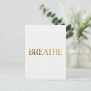 Carte Postale Typographie minimaliste avec le mot or respirer