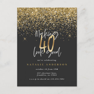 Carte Postale Typographie moderne 40e anniversaire parties scint