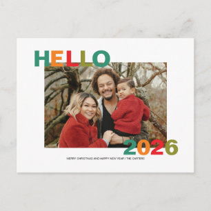 Carte Postale Typographie moderne colorée simple 2026 photo