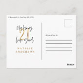 Carte Postale Typographie moderne de 21e anniversaire noir et or (Dos)