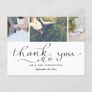 Carte Postale Typographie moderne du Merci Mariage Trois photo