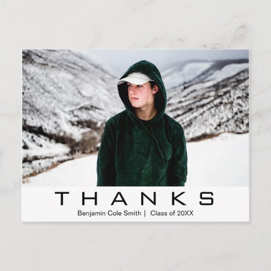 Carte Postale Typographie Moderne Gras Photo Remerciement de Dip (Devant)