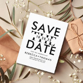 Carte Postale Typographie moderne noir blanc Enregistrer la date