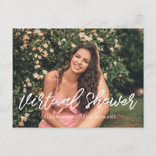 Carte Postale Typographie moderne Photo de la douche nuptiale vi (Devant)