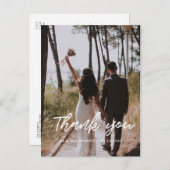 Carte Postale Typographie moderne photo mariage merci (Devant / Derrière)