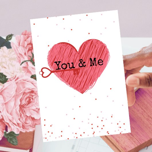 Carte Postale Typographie moderne Saint Valentin Amour Cœur Roug