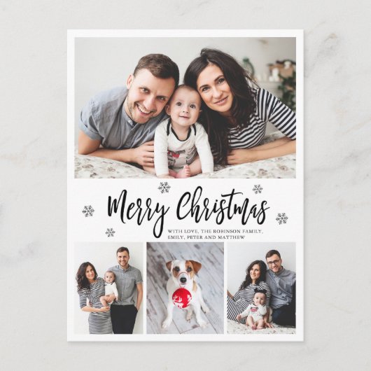 Carte Postale Typographie moderne Script Collage Noël (Devant)