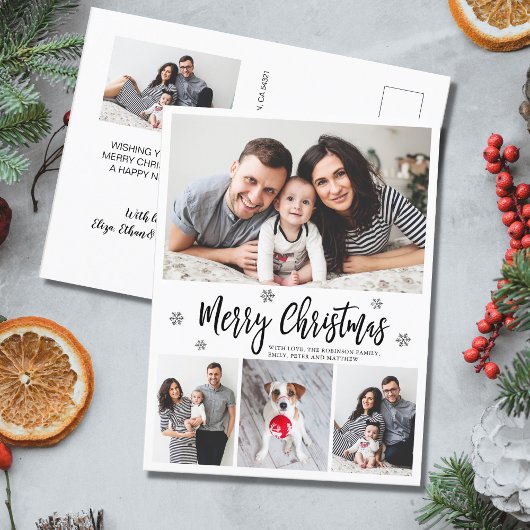 Carte Postale Typographie moderne Script Collage Noël