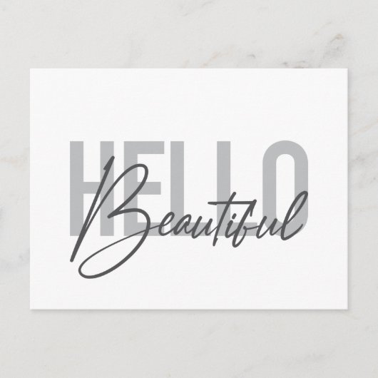 Carte Postale Typographie moderne, simple, cool Bonjour Belle (Devant)