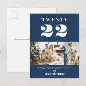 Carte Postale Typographie moderne simple Nouvel An Deux photos (Devant / Derrière)