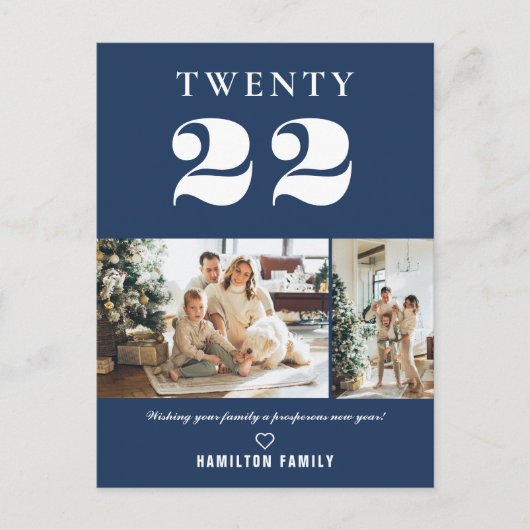 Carte Postale Typographie moderne simple Nouvel An Deux photos (Devant)