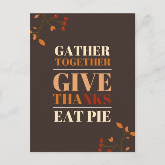 Carte Postale Typographie moderne Thanksgiving (Devant)