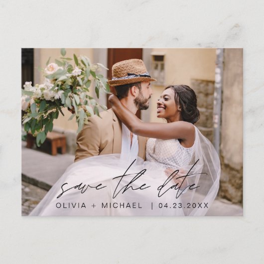 Carte Postale Typographie modifiable Enregistrer la date Photo M (Devant)