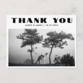 Carte Postale Typographie noir rétro 2 Mariage photo Merci (Devant)