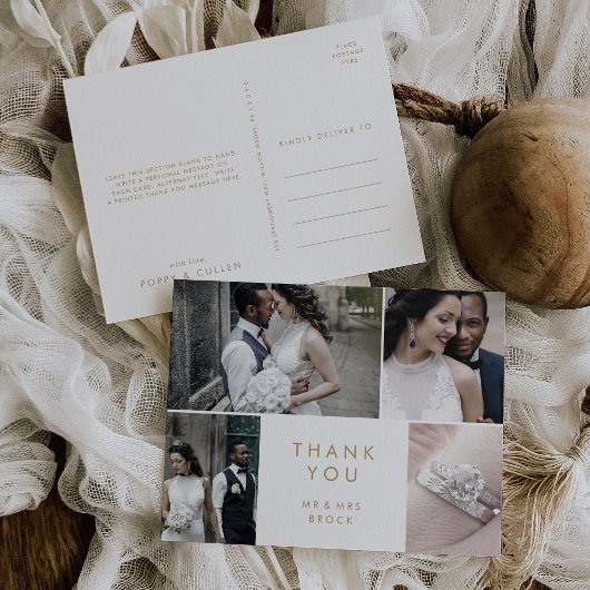 Carte Postale Typographie Or Chic 4 Merci Modèle photo