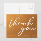 Carte Postale Typographie Or Rustique Remerciement Mariage Bohèm (Devant / Derrière)