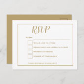 Carte Postale Typographie or simple et mariage cadre RSVP (Devant / Derrière)